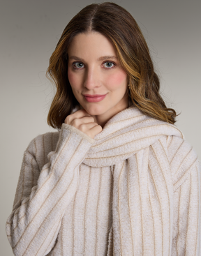 Xale Listrado Glenlight Branca com Lurex