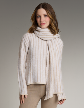 Xale Listrado Glenlight Branca com Lurex
