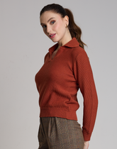 Blusa Polo Tricot Telha