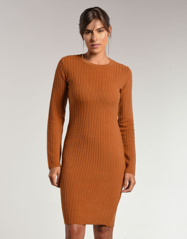Vestido Retângulos Bardi Caramelo